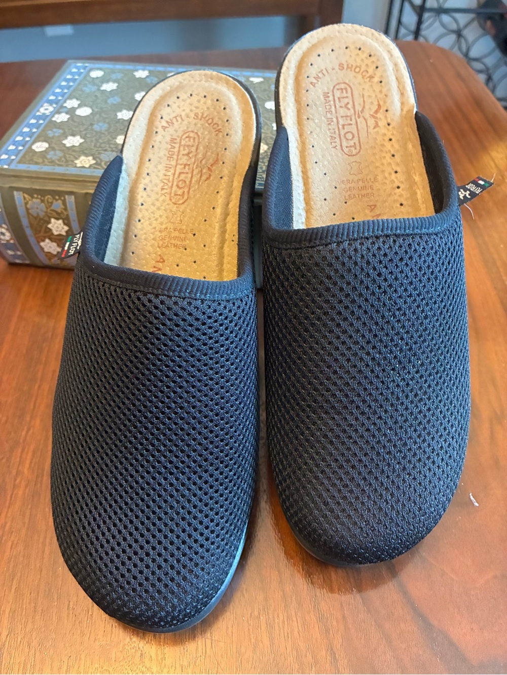 EazyLog Black Breathable Mesh Slip-On Mules